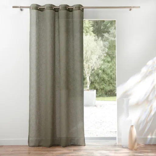 Cortină din voal de culoare solidă cu efect de in