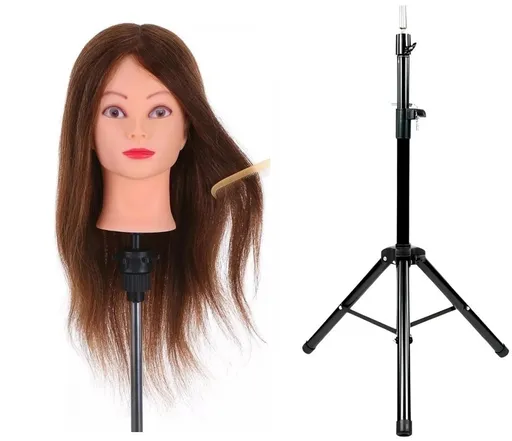 Cap Manechin Par Natural 100%, 50-55 cm, AB-1 + Trepied si Suport Prindere