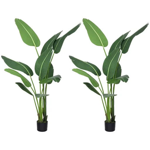 HOMCOM Palmierul Calatorilor Artificial de 5 metri Cu Ghiveci, Planta Artificiala, Pentru Decorarea Camerei De Zi, Biroului De Acasa | Aosom Romania