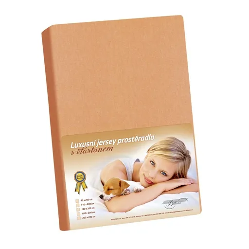 Cearceaf jersey cu elastan, somon, somon, 120 x 200 cm