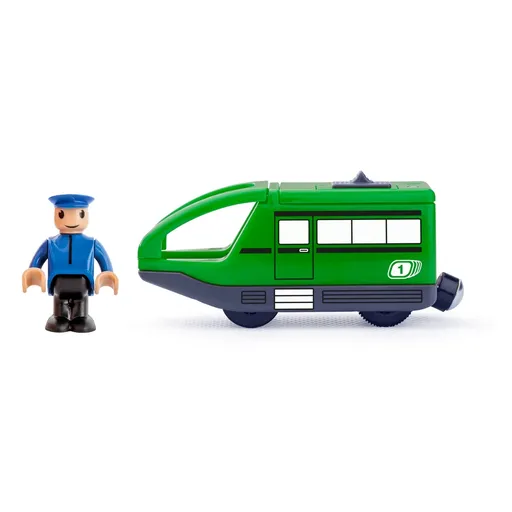 Locomotivă modernă Woody motor electric pentru calea ferată, verde