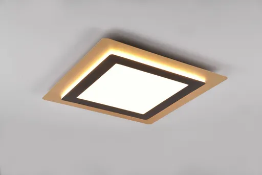 Plafoniera Morgan, TRIO, 45x45x4.2 cm, 46W, 1x SMD, metal, negru/auriu
