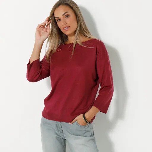 Pulover cu guler tip barcă și mâneci 7/8