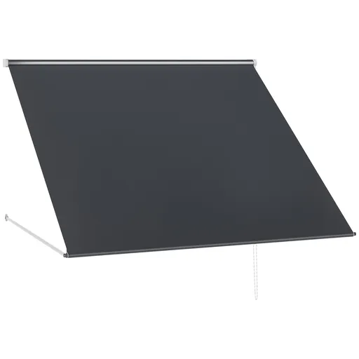Outsunny Copertină cu Braț Pliabil, cu Deschidere Manuală, Copertină Basculantă cu Protecție UV30+, 150x120 cm, Gri Închis | Aosom Romania