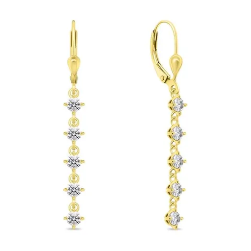 Brilio Silver Cercei suspendați placați cu aur cu zirconi transparente EA1008Y