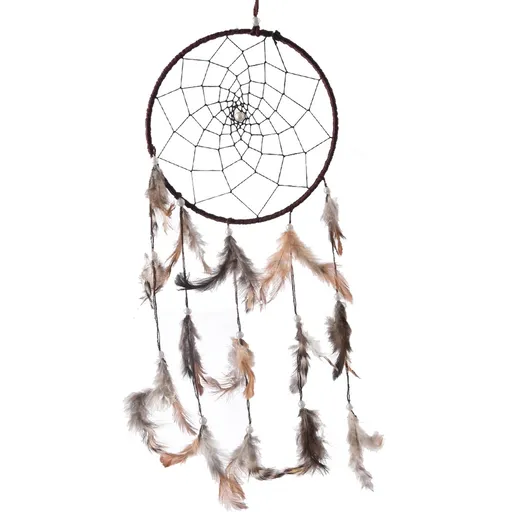 InDecor Prindător de vise din bumbac cu pene maro,30 x 30 x 90 cm, maro, L
