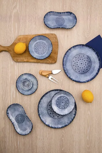 Set de mic dejun, Hermia, 721NBL3162,  Placă de barcă: 19 cm (2 bucăți), Albastru
