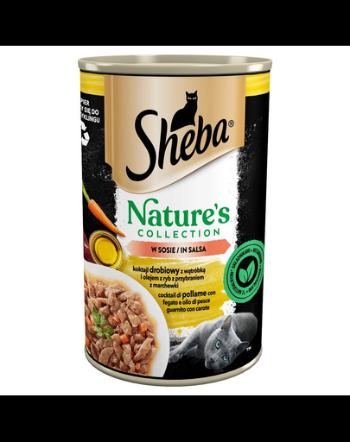 SHEBA conserva in sos 400 g Nature's Collection Cocktail de pasare cu ficat, ulei de peste si morcovi