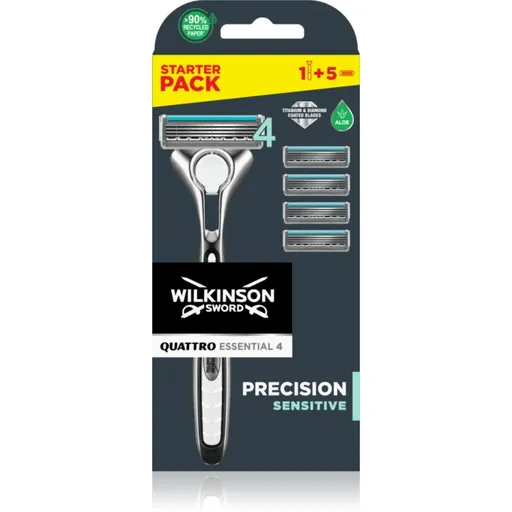 Wilkinson Sword Quattro Titanium Sensitive Aparat de ras + rezervă lame 4 pc