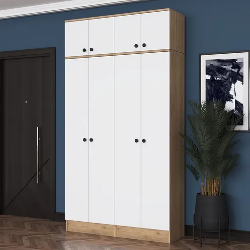 Cuier de perete, Hanah Home, EA146, 119.6x226.4x37.5 cm, Nuc/Alb