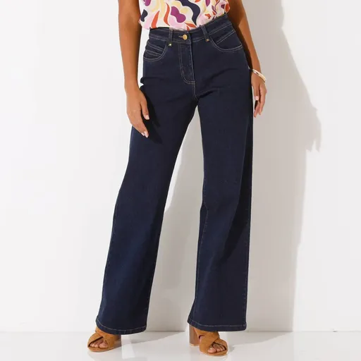 Pantaloni din denim cu croi larg și 5 buzunare