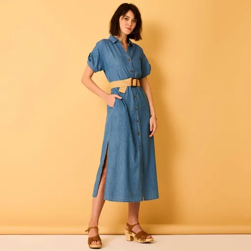 Rochie midi tip cămașă din denim