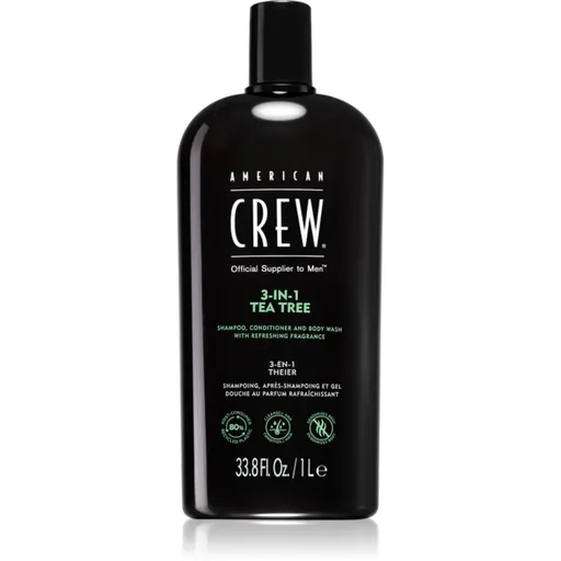 American Crew Hair & Body 3-IN-1 Tea Tree sampon, balsam si gel de dus 3in1 pentru barbati 1000 ml