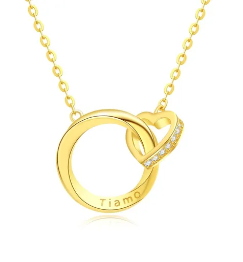 MOISS Colier romantic placat cu aur Inimă ETERNITY N0000870