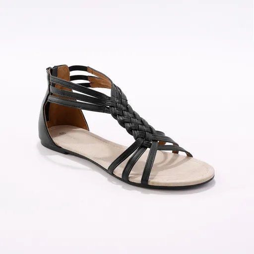 Sandale cu barete împletite, negru