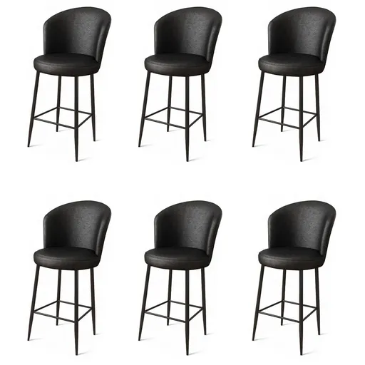 Set scaune de bar 6 piese, Hanah Home, Uras, Negru