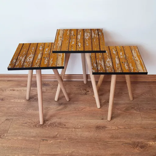 Set masute 3 piese, Hanah Home, 3Shp343, Cămilă / Bej