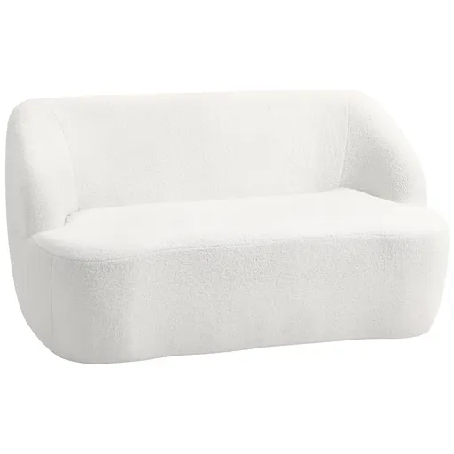 HOMCOM Canapea 2 Locuri, Design Curbat, Canapea cu Material Textil Moale, pentru Living, Dormitor, Birou la Domiciliu, Crem | Aosom Romania