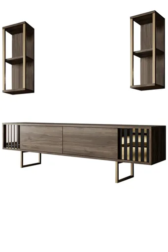 Set mobilier living, Hanah Home, Gold Line, Nuc / Negru