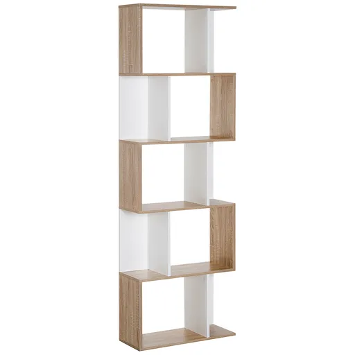 HOMCOM Bibliotecă de Perete cu 5 Rafturi, Dimensiuni 60x24x184.5cm, Alb, Ideală pentru Organizare și Decorare | Aosom România