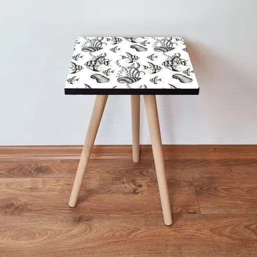 Masuta, Hanah Home, Shp400, 35x42x35 cm, Alb / Negru / Albastru