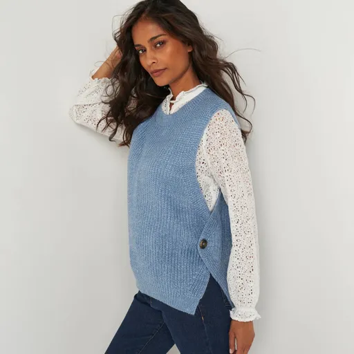 Vestă cu nasturi pe laterale