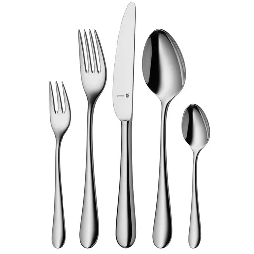 Set tacamuri WMF Merit Protect, 30 piese, Cromargan protect, Protectie impotriva zgarieturilor, Otel inoxidabil 18/10, Argintiu mat