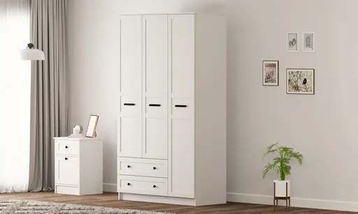 Dulap pentru haine, Hanah Home, Rb-168-01-002, 105x184x52 cm, Alb mat