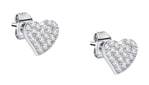 La Petite Story Cercei din oțel Inimioare cu cristale Silver LPS01AYQ126