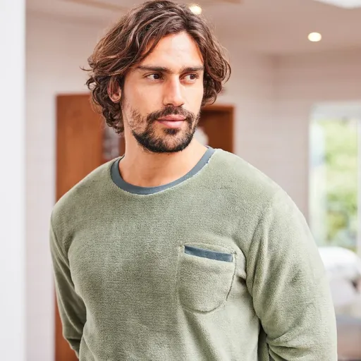 Pijamale din fleece bicolore cu mâneci lungi