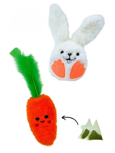 Jucărie pentru pisici, Paws & Whiskers, Miyav 1021, 100% MATERIAL TEXTIL PLUȘOS, Alb / Portocaliu