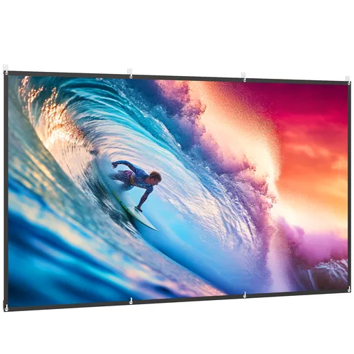 HOMCOM Ecran pentru Proiector 120" 16:9 HD 4K/8K Portabil, Lavabil și Anticută, Alb | Aosom Romania
