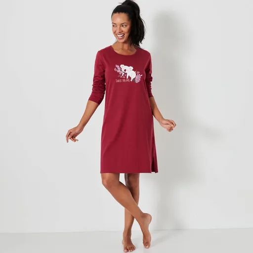 Cămașă de noapte scurtă cu mâneci lungi și imprimeu koala