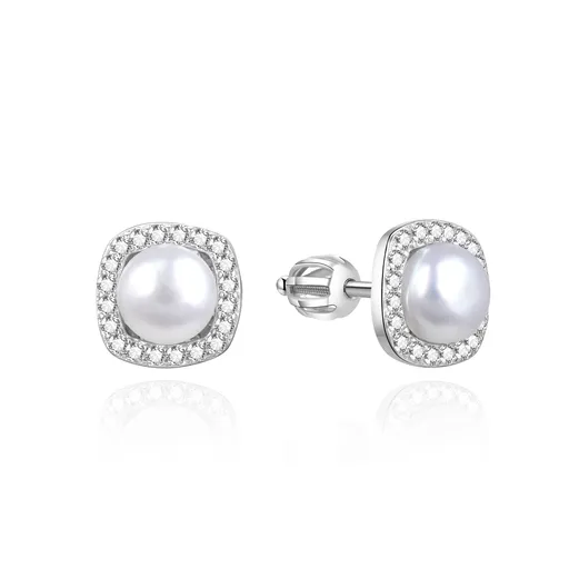 Agato Cercei eleganți din argint cu perle AGUP3550PS