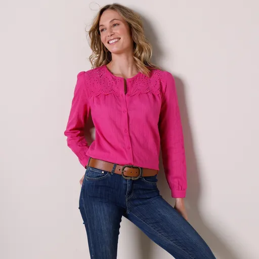 Cămăși din bumbac texturat, cu inserție brodată