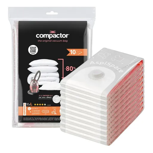 Set de saci de depozitare pentru vidat CompactorAspispace L 120 litri, 80 x 100 cm, 10 buc.