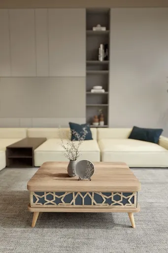 Masuta de cafea, Hanah Home, Ottowa Ada, 90x38x60 cm, PAL, Alaska / Blue