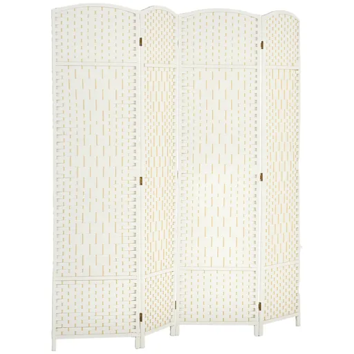 HOMCOM Paravent interior din lemn 4 panouri divizor de cameră pliabil pentru sufragerie dormitor 180 x 180 cm alb | Aosom Romania