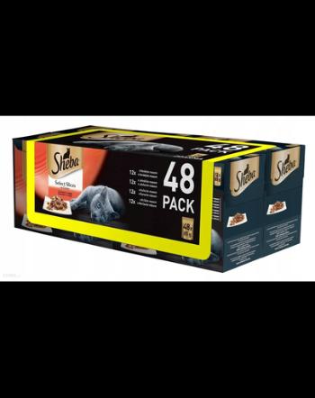 SHEBA Selection in Sauce Hrana umeda mix de arome in sos pentru pisici adulte 48 x 85 g