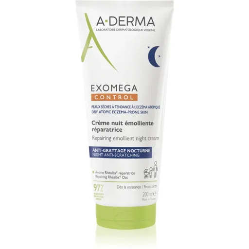 A-Derma Exomega Control Repairing Emollient Night Cream crema regeneratoare de noapte contra zgârierii 200 ml