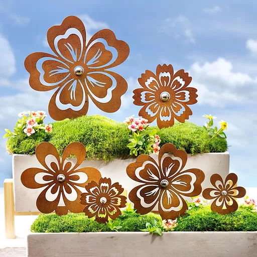 Decorațiuni pentru grădină Flori, set 6 buc.