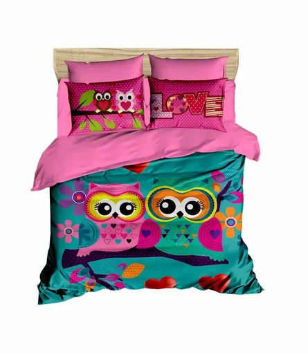 Lenjerie de pat dubla, L'essentiel Maison, 198, Roz / Turcoaz / Mov / Galben