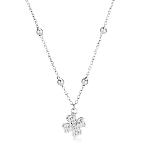 S'Agapõ Colier din oțel Trifoi cu patru foi cu cristale Witch SWH04