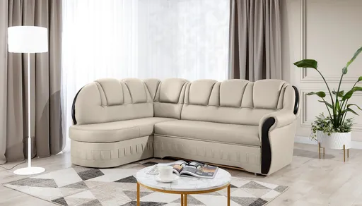 Coltar extensibil stanga 3 locuri ELTAP, L-055, Lord, 243x180x112 cm, lemn/poliester, crem/negru