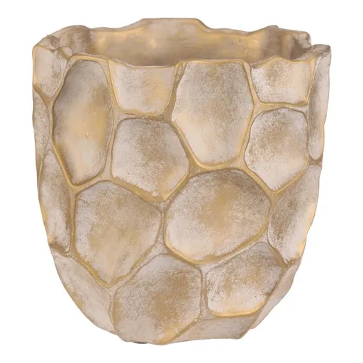 Vase de beton pentru flori Fagure, mărime M,lățime 21 cm, bej-auriu