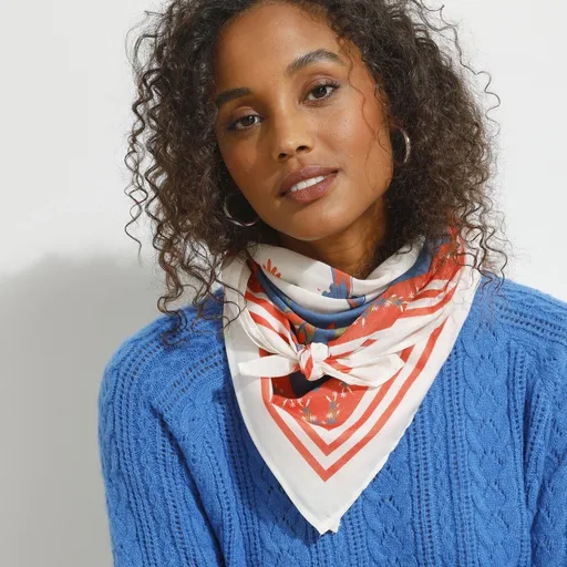 Eșarfă cu imprimeu floral 100 x 100 cm, fabricată în Franța