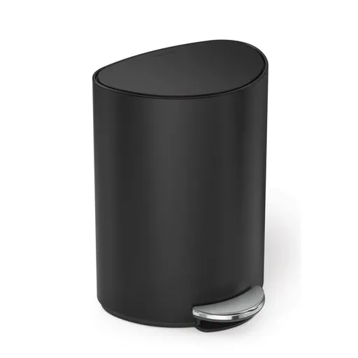 Coș cu pedale Simplehuman 6 l, semirotund, oțelnegru mat, plastic, negru