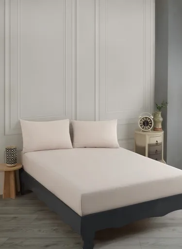 Set de pat pentru o persoana (cearceaf cu elastic si perna) 2 piese, L'essentiel Maison, Road Potlu, Bumbac;Poliester, Bej