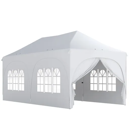 Outsunny Gazebo pliabil 3x6 m, cu pereți detașabili, saci cu nisip, geantă de transport și protecție UV30+, gri deschis/alb | Aosom Romania