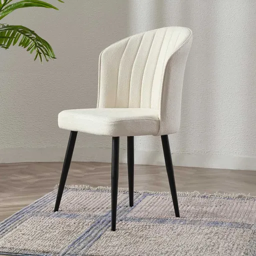 Set scaune 4 piese, Hanah Home, Rubi, Crem/Negru